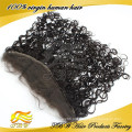 2014 100% Não Transformados Completa Cutícula Grau 7A Mongol Kinky Curly Virgem Do Laço Do Cabelo Frontal Com o Cabelo Do Bebê